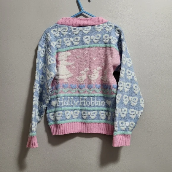 Hollie Hobby Vintage 80s Rare Kids Toddler Knit Pastel Sweater - Picture 2 of 8